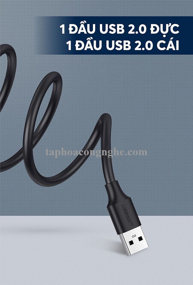 Ugreen 10313 0.5M màu Đen Cáp tín hiệu nối dài USB 2.0 lõi thuần đồng US103 30010313